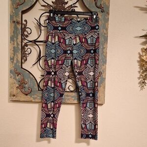 Vibrant Blue and Purple Leggings with Stretchy Fit. Size Small
